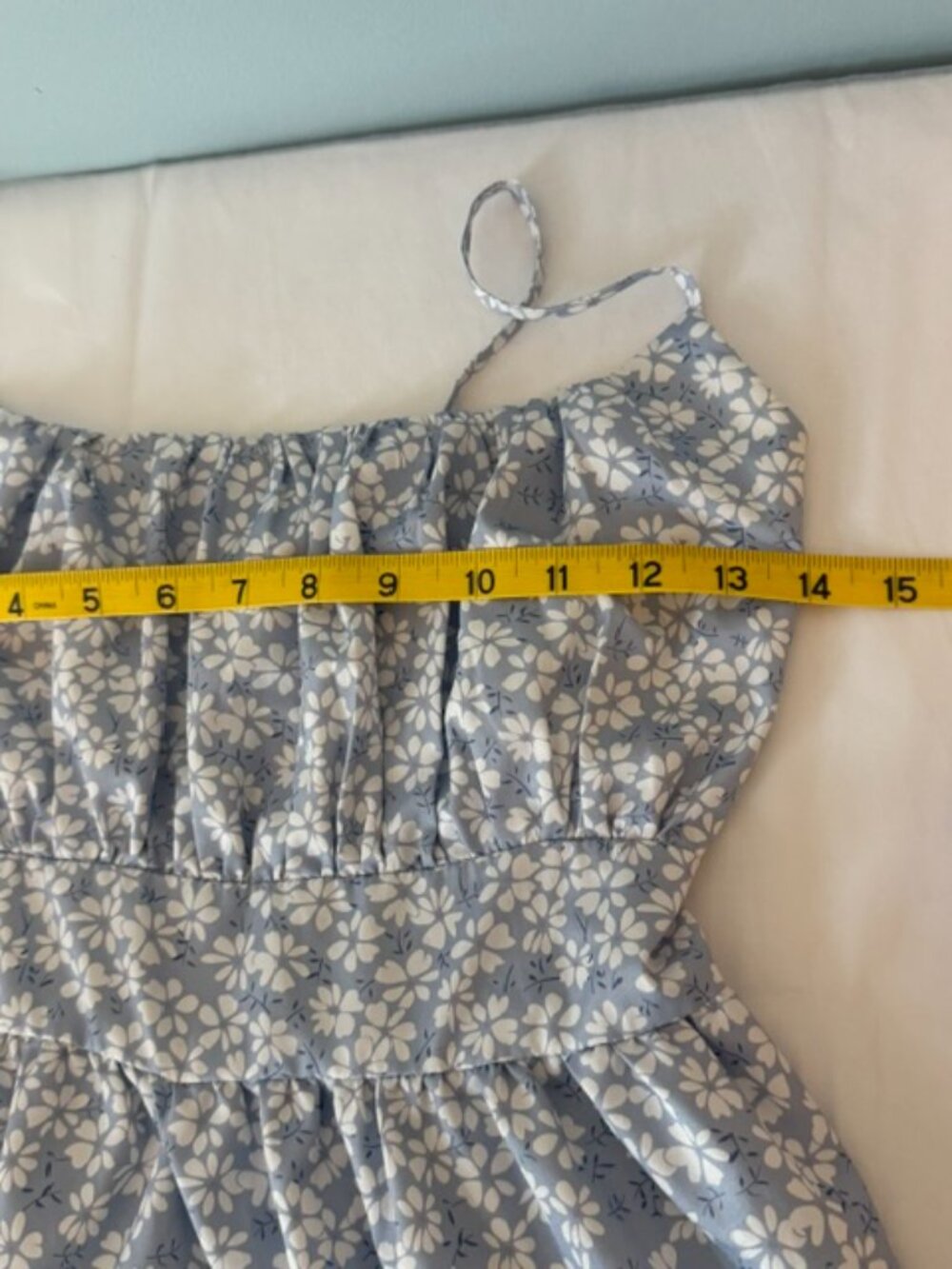 SHEIN Floral Ditsy Ruffle Tiered Cami Dress Blue White Sz SP - Picture 12 of 13